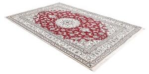 Tappeto Nain Kashmar Medaglione Floreale Rosso Avorio 167x247 Cm