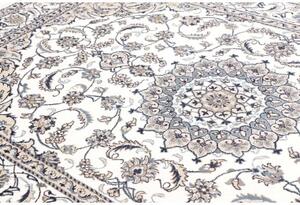 Tappeto Nain Kashmar Medaglione Floreale Avorio Blu 195x296 Cm