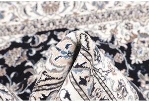 Tappeto Nain Kashmar Medaglione Floreale Blu Scuro Bianco Avorio Quadrato 193x201 Cm