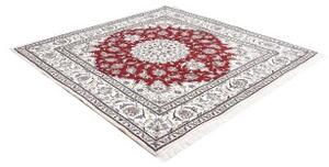 Tappeto Nain Kashmar Medaglione Floreale Rosso Avorio Quadrato 197x208 Cm