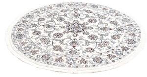 Tappeto Nain Kashmar Medaglione Floreale Avorio Blu Rotondo 145x145 Cm