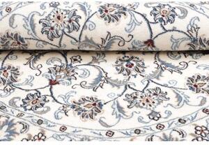 Tappeto Nain Kashmar Medaglione Floreale Avorio Blu Rotondo 145x145 Cm