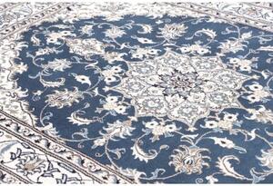 Tappeto Nain Kashmar Medaglione Floreale Blu Avorio 172x237 Cm
