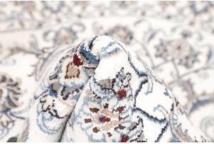 Tappeto Nain Kashmar Medaglione Floreale Avorio Blu Rotondo 145x145 Cm