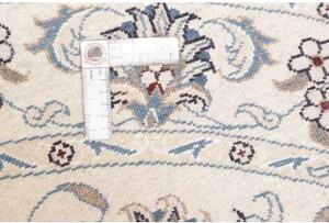 Tappeto Nain Kashmar Medaglione Floreale Avorio Blu Rotondo 145x145 Cm