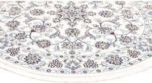 Tappeto Nain Kashmar Medaglione Floreale Avorio Blu Rotondo 145x145 Cm