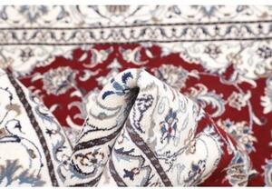 Tappeto Nain Kashmar Medaglione Floreale Rosso Avorio Quadrato 197x208 Cm