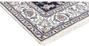 Tappeto Nain Kashmar Floreale Blu Scuro Avorio Quadrato 195x206 Cm