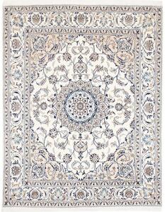 Tappeto Nain Kashmar Medaglione Floreale Avorio Blu 195x249 Cm