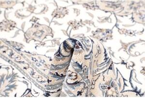 Tappeto Nain Kashmar Medaglione Floreale Avorio Blu 195x249 Cm