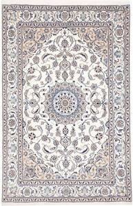 Tappeto Nain Kashmar Medaglione Floreale Avorio Blu 195x296 Cm