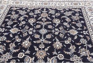 Tappeto Nain Kashmar Floreale Blu Scuro Avorio Quadrato 195x206 Cm
