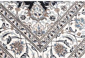 Tappeto Nain Kashmar Medaglione Floreale Blu Scuro Bianco Avorio Quadrato 193x201 Cm