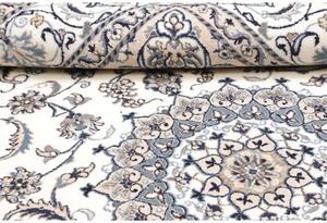 Tappeto Nain Kashmar Medaglione Floreale Avorio Blu 195x296 Cm