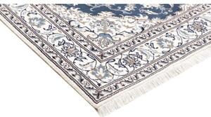 Tappeto Nain Kashmar Medaglione Floreale Blu Avorio 172x237 Cm