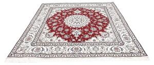Tappeto Nain Kashmar Medaglione Floreale Rosso Avorio Quadrato 197x208 Cm