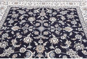 Tappeto Nain Kashmar Floreale Blu Scuro Avorio Quadrato 196x213 Cm