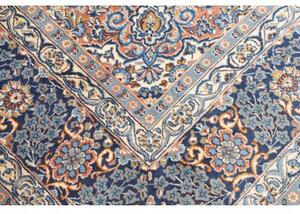 Tappeto Kerman Medaglione Floreale Blu Notte Avorio 257x350 Cm