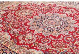 Tappeto Kerman Medaglione Floreale Rosso Avorio 245x362 Cm