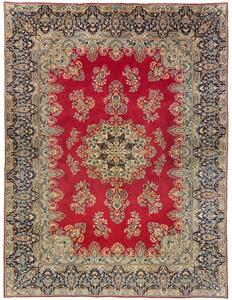 Tappeto Kerman Medaglione Floreale Rosso Blu Scuro 235x316 Cm
