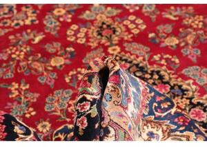 Tappeto Kerman Medaglione Floreale Rosso Blu Notte 251x336 Cm