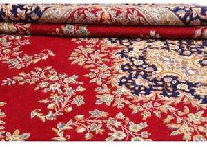 Tappeto Kerman Medaglione Floreale Rosso Blu Scuro 300x402 Cm