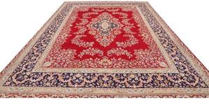 Tappeto Kerman Medaglione Floreale Rosso Blu Scuro 300x402 Cm