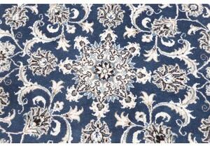Tappeto Nain Kashmar Medaglione Floreale Blu Avorio Rotondo 145x145 Cm