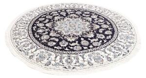 Tappeto Nain Kashmar Medaglione Floreale Blu Notte Avorio Rotondo 200x200 Cm