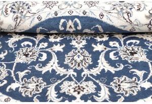 Tappeto Nain Kashmar Medaglione Floreale Blu Avorio Rotondo 145x145 Cm
