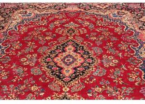 Tappeto Kerman Medaglione Floreale Rosso Blu Notte 251x336 Cm