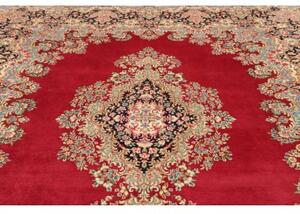 Tappeto Kerman Medaglione Floreale Rosso Blu Scuro 253x344 Cm