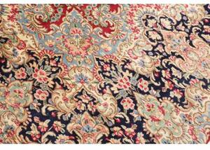 Tappeto Kerman Medaglione Floreale Rosso Blu Scuro 253x344 Cm