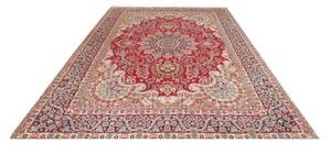 Tappeto Kerman Medaglione Floreale Rosso Avorio 245x362 Cm