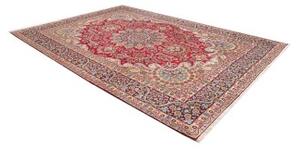 Tappeto Kerman Medaglione Floreale Rosso Avorio 245x362 Cm