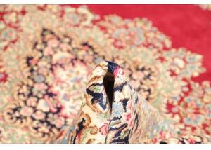 Tappeto Kerman Medaglione Floreale Rosso Blu Scuro 253x344 Cm