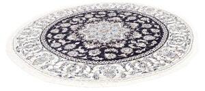 Tappeto Nain Kashmar Medaglione Floreale Blu Notte Avorio Rotondo 200x200 Cm