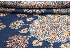 Tappeto Kerman Medaglione Floreale Blu Notte Avorio 257x350 Cm