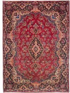 Tappeto Kerman Medaglione Floreale Rosso Blu Scuro 246x340 Cm