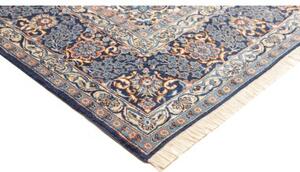 Tappeto Kerman Medaglione Floreale Blu Notte Avorio 257x350 Cm
