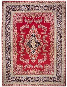 Tappeto Kerman Medaglione Floreale Rosso Blu Scuro 300x402 Cm