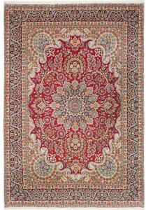 Tappeto Kerman Medaglione Floreale Rosso Avorio 245x362 Cm