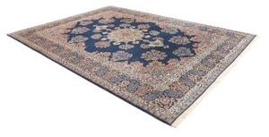 Tappeto Kerman Medaglione Floreale Blu Notte Avorio 257x350 Cm