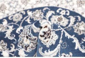Tappeto Nain Kashmar Medaglione Floreale Blu Avorio Rotondo 145x145 Cm
