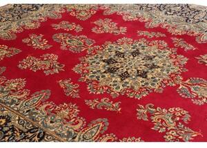 Tappeto Kerman Medaglione Floreale Rosso Blu Scuro 235x316 Cm