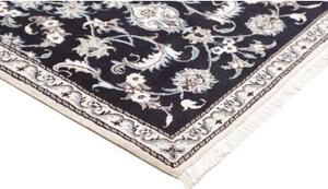 Tappeto Nain Kashmar Medaglione Floreale Blu Scuro Bianco Avorio 86x135 Cm