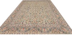 Tappeto Kashan Floreale Avorio Blu 275x385 Cm