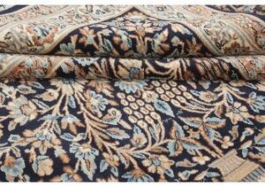 Tappeto Kerman Floreale Blu Scuro Beige 393x525 Cm