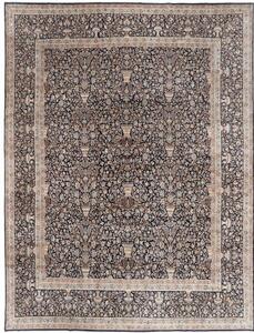Tappeto Kerman Floreale Blu Scuro Beige 393x525 Cm