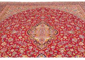 Tappeto Kerman Medaglione Floreale Rosso Blu Scuro 288x386 Cm